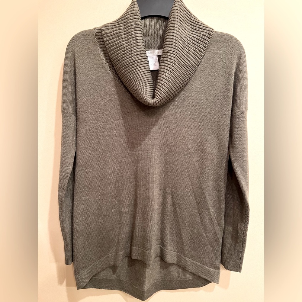 Sage color high low cowl sweater M